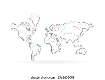 World Map Lines Abstract Concept Vector Illustration