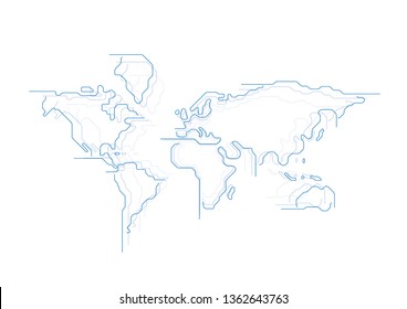 World Map Lines Connection Vector Illustration