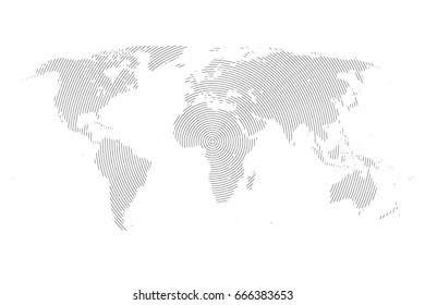 World Map with Lines. World Stripes Map.Travel Vector Illustration.