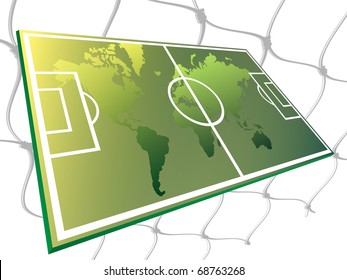 The world map located on the soccer field