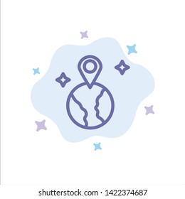 World, Map, Location Blue Icon on Abstract Cloud Background
