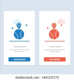 World, Map, Location  Blue and Red Download and Buy Now web Widget Card Template