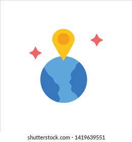 World, Map, Location  Flat Color Icon. Vector icon banner Template