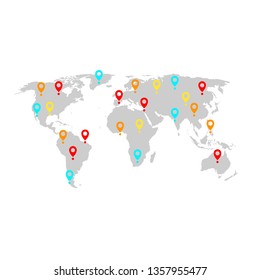  World Map with Location Sign