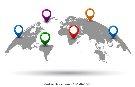 World Map with location - vector