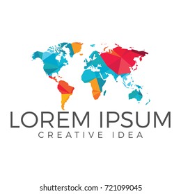 World map logo. Creative travel logo design.