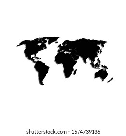 The world map looks like a black dot. Isolated vector illustration