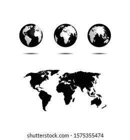 The world map looks like a black dot. Isolated vector illustration