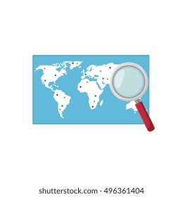 world map and loupe