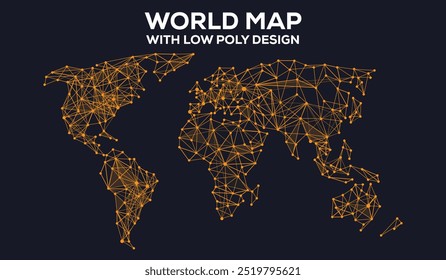 World Map With Low Poly Design, isolated on white background. Infographic, Flat Earth, Globe similar icon. annual report, Travel worldwide, map silhouette backdrop.