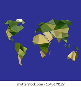 world map low poly ocean continents