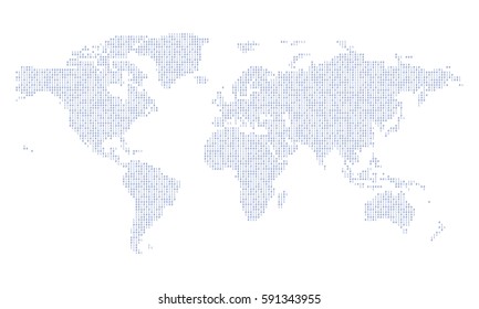 World map made from binary data code