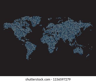 World map made of blue dots, vector illustration