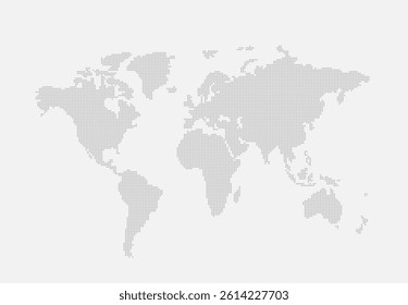 A world map made up of blue dots on a white background. A world map in a modern style. Vector EPS 10.