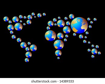 Mapa do mundo feito com globo terrestre