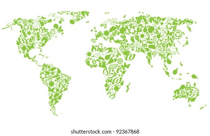 World map made of eco icons