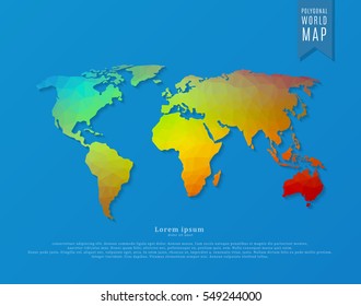 World map made of full-color mosaic of polygonal