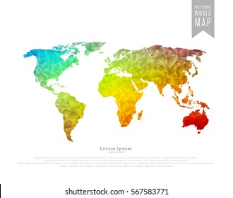 World map made of full-color mosaic of polygonal