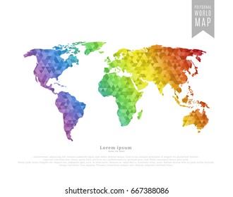 World map made of full-color mosaic of polygonal