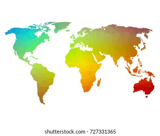 World map made of full-color mosaic of polygonal