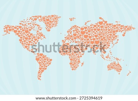 World map made of hearts valentines vector