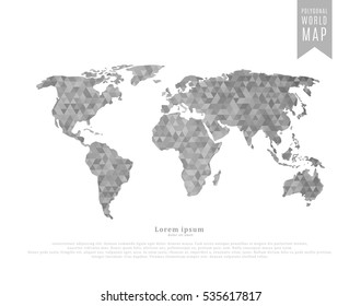 World map made of monochrome mosaic of polygonal