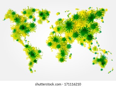 World map made from paint splashes