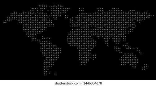 World map made of repeatable text pattern