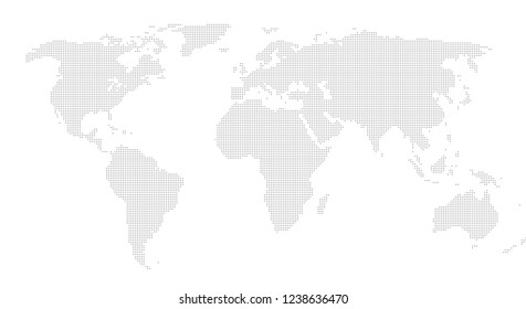 World map made of small same sized dots