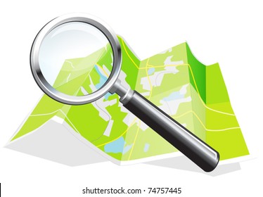 World map and magnifying glass in the form of a teaser site
