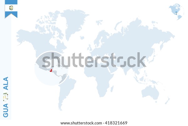 World Map Magnifying On Guatemala Blue Stock Vector Royalty Free