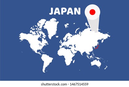 World map with magnifying on Japan