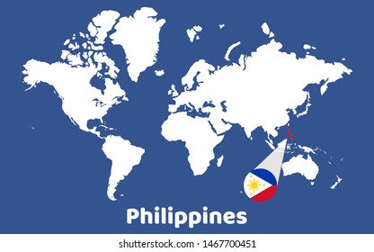 World map with magnifying on Philippines