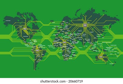 World map as mainboard.