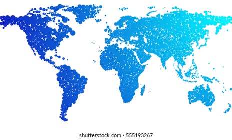 World map make in blue circles.