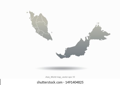 world map malaysia outline in vector