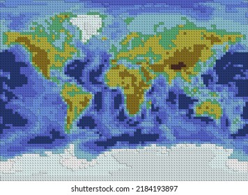 Carte du monde à partir de nombreuses briques de jouet