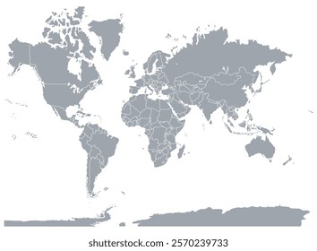 World map or mapa mundi on a white colored background