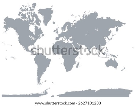 World map or mapa mundi on a white colored background without political division
