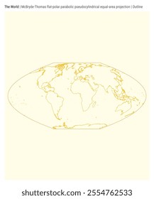 World Map. McBryde-Thomas flat-polar parabolic pseudocylindrical equal-area projection. Outline style. High Detail World map for infographics, education, reports, presentations. Vector illustration.