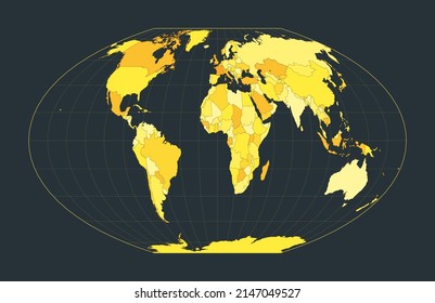 World Map. McBryde-Thomas flat-polar quartic pseudocylindrical equal-area projection. Futuristic world illustration for your infographic. Bright yellow country colors. Charming vector illustration.