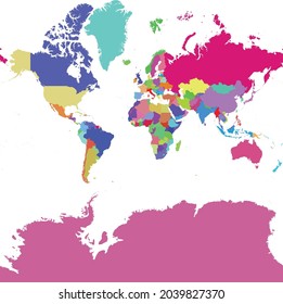 World Map Mercator projection with selectable countries