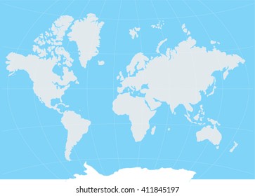World map with meridians vector illustration. Flat design