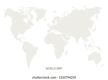 World Map mockup with white background. Vector illustration template.