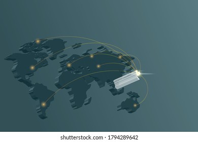 World map model with Thailand clearly stands out. Concept of communication of Thailand with the world.