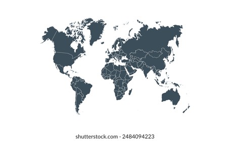 World map. Modern black vector map. Silhouette map.