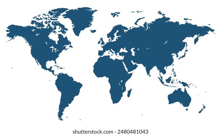 Mapa del mundo. Mapa de Vector azul moderno. Mapa de silueta.