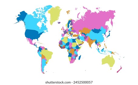 World map. Modern color map. Silhouette