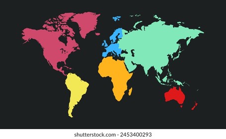World map. Modern color map. Silhouette map.	
