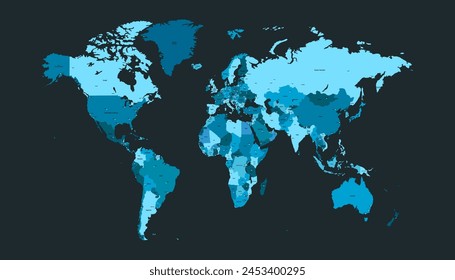 World map. Modern color map. Silhouette map.	